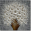 Epicler Hand-Painted 3D Abstract Modern Oil Painting Wall Art,24x24 Inch White Flower Painting, Flower Wall Art Painting,Living Room Bedroom Wall Decoration Oil Painting Ready to Hang