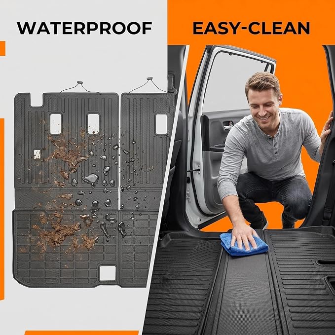Floor Mats for 2016-2022 Honda Pilot 8 Seats (No Elite Models) All Weather Trunk Mat TPE Trunk Liner Cargo Mat Back Seat Cover for Pilot Car Accessories (Floor Liner + 2 in 1 Cargo Liner)