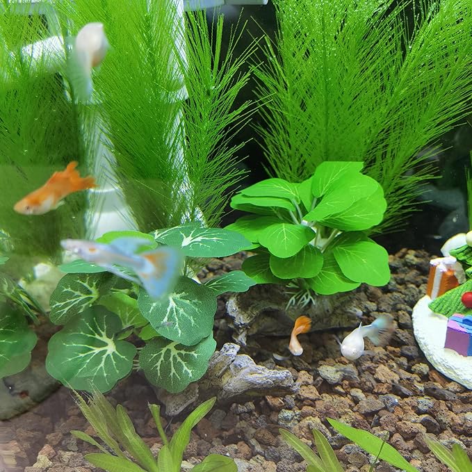 M2cbridge Artificial Fish Tank Plants Silk Aquarium Plastic Plant Aquatic Water Grass Foreground Decor(2PCS Small Green)
