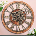 HOIBAI Large Wall Clock 24 Inch Large Clocks for Living Room Decor with Moving Gears Vintage Industrial Steampunk Farmhouse Big Clock for Home Kitchen Bedroom Office