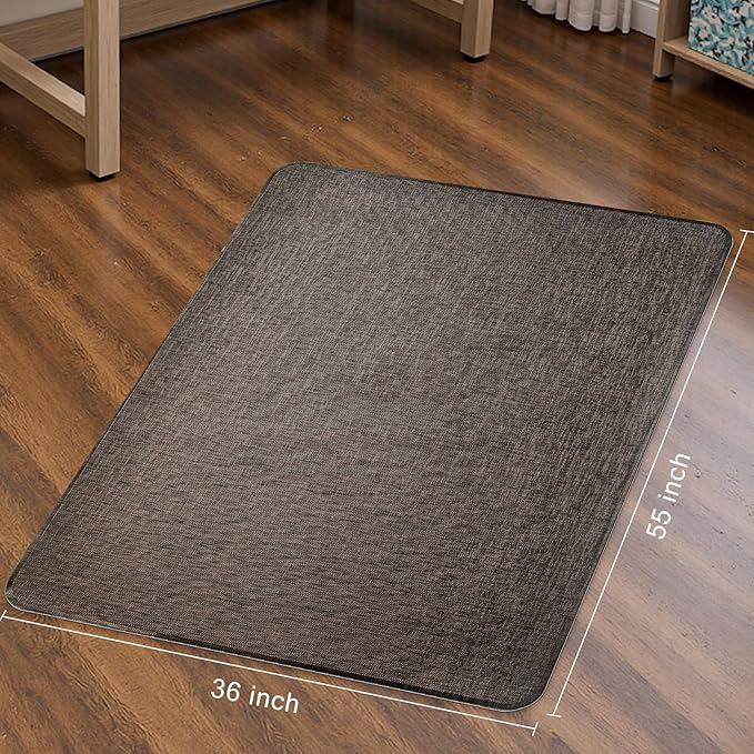Sycoodeal Office Chair Mat for Hardwood & Tile Floor,Computer Gaming Chair Mat for Rolling Chairs Non-Curve, Anti-Slip, Heavy Duty Floor Protector for Home Office,Dark Coffee (36" x 55")