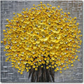 Epicler 24x24 Inch Hand-Painted 3D Yellow Flower Art Oil Painting, Modern Flower Canvas Wall Painting, Contemporary Abstract Canvas Oil Painting Home Wall Decoration