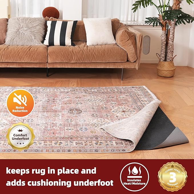 BAGAIL Felt and Natural Rubber Backing Rug Pads 1/4” Thick, 7.5 x 10 Ft Non Slip Rug Gripper Keep Rugs in Place, Under Area Rug Protective Cushioned Pads, Carpet Runners, Hardwood Floors Protection