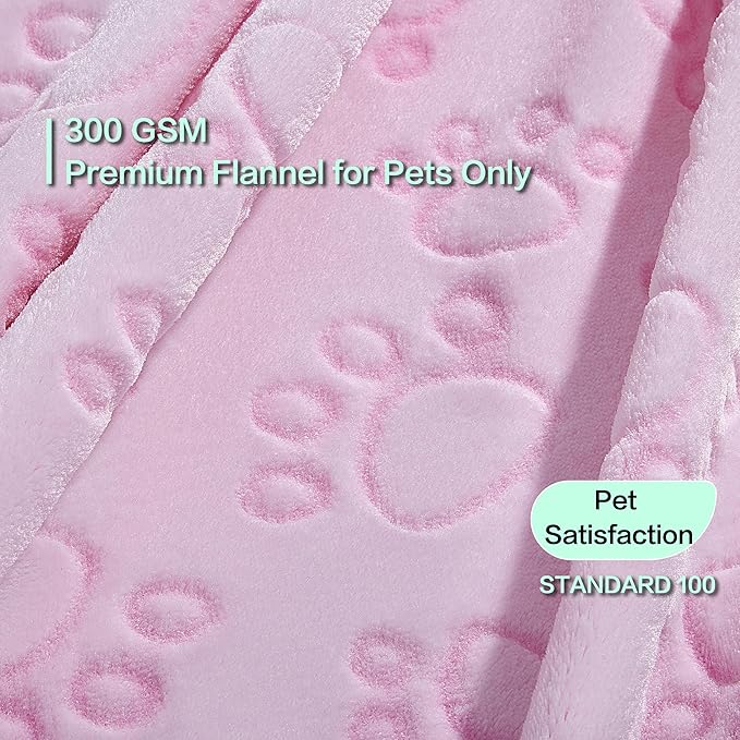 Stuffed Premium Soft Dog Blanket, with Flannel Grey Cute Paw Print, Cat Blanket Puppy Supplies Dog Products Stuff Essentials(Pink 32x40 inches)