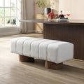 Christopher Knight Home Manila 50" Boucle Fabric Dining Bench, Rectangular Upholstery Ottoman Bench, Bedroom End of Bed Footstool, Living Room Extra Seat Footrest, No Assembly Needed, White