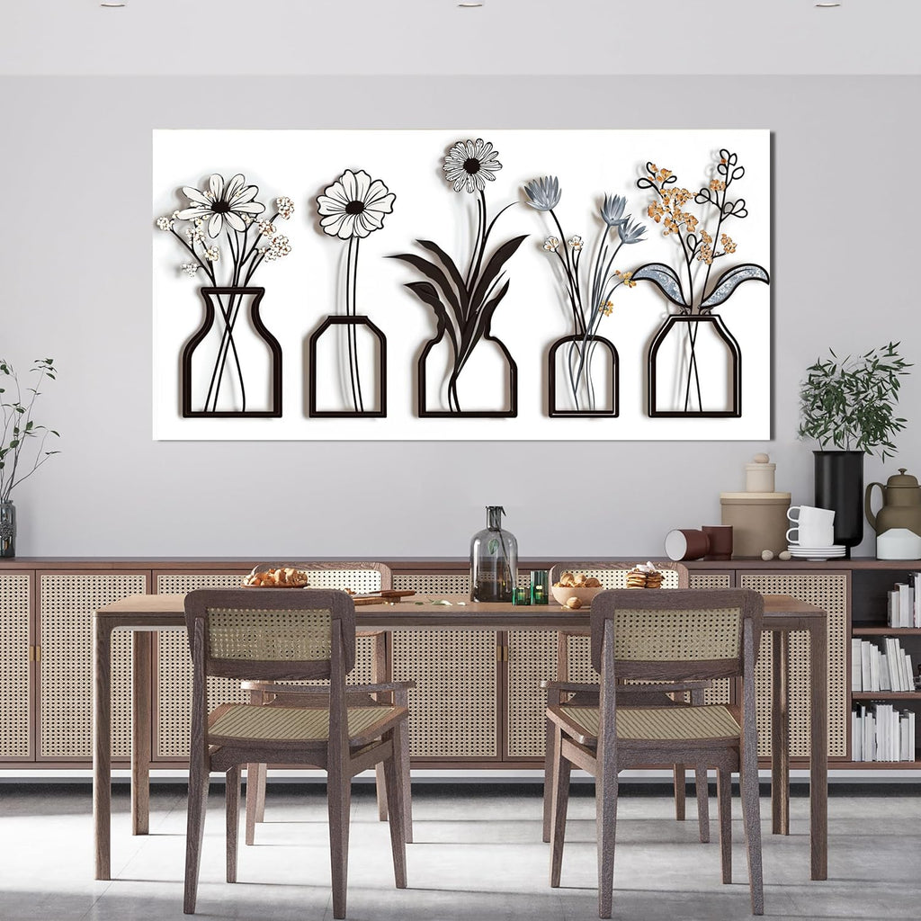 Canvas Wall Art Decor Modern Black and White Wall Art Decoratiions Abstract White Flower Wall Art Prints Minimalist Art Work for Wall Decor Pictures for Living Room Home Office Decor 24" X 48"