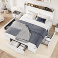 Allewie King Size Velvet Bed Frame with 3 Storage Drawers, Upholstered Platform Bed with Wingback Storage Headboard and USB Ports, No Box Spring Needed, Easy Assembly, White