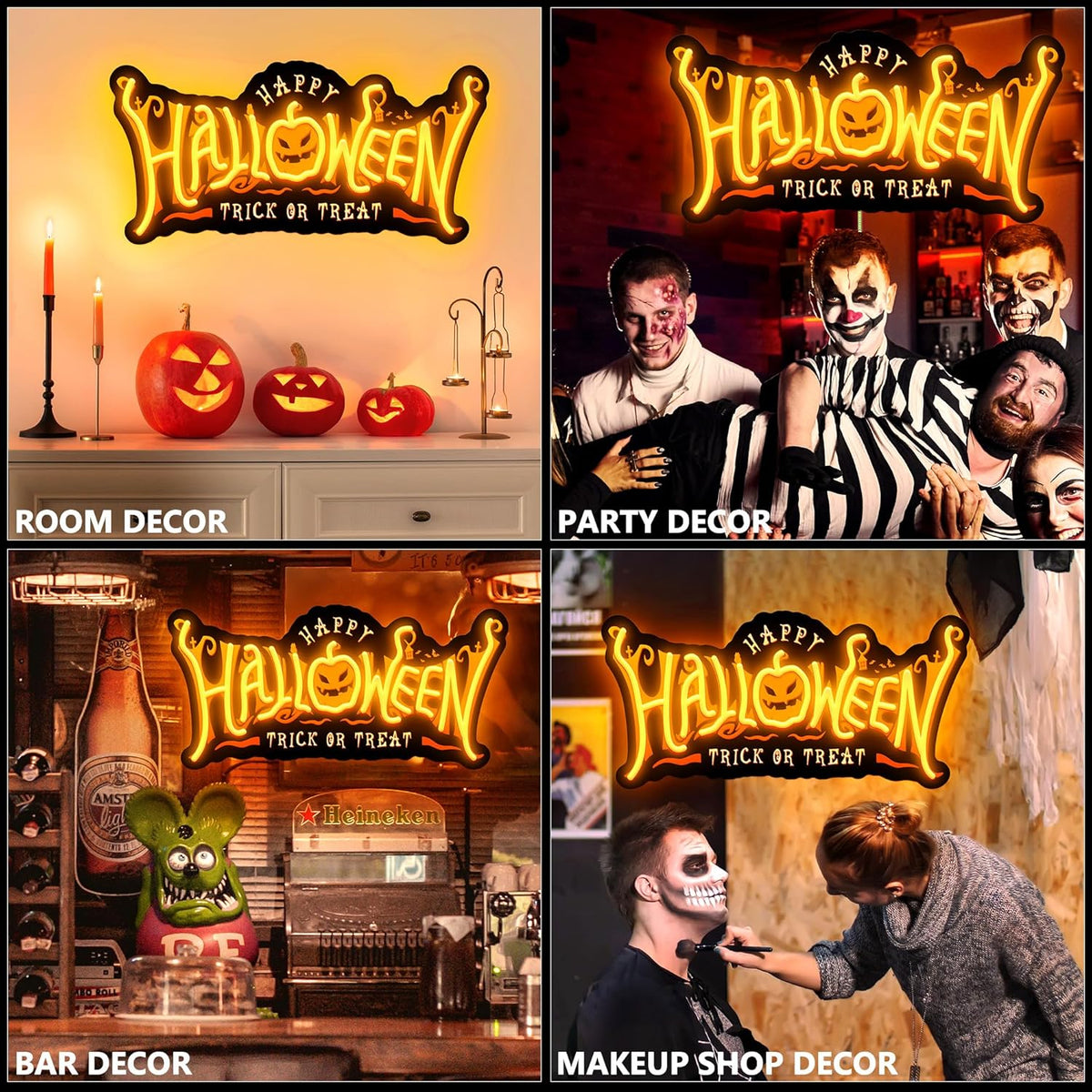 SELICOR Happy Halloween Neon Signs for Wall Decor,Halloween Pumpkin Neon Light Sign,USB Powered Light Up Acrylic LED Sign With Hooks for Bedroom,Kids Room,Living Room,Bar,Party,Halloween Decor