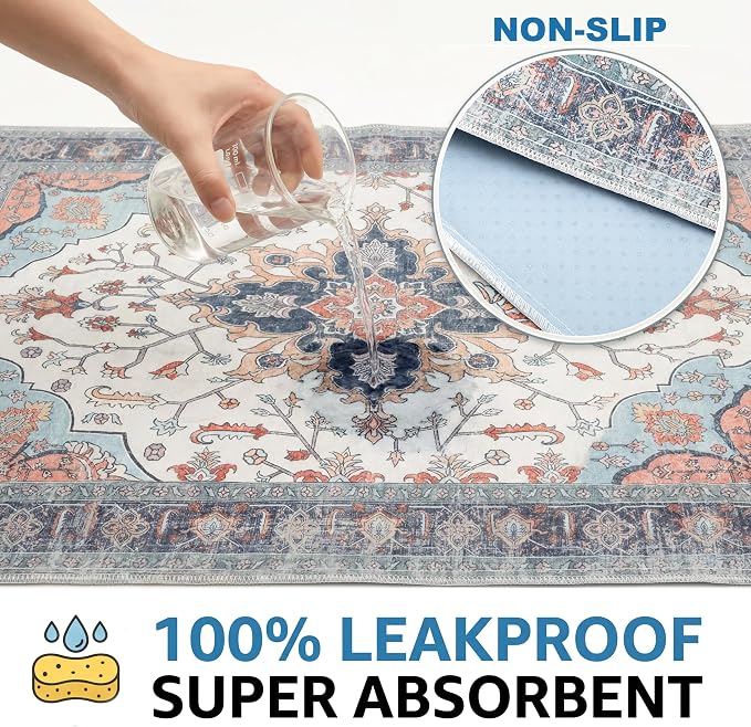 Washable Pee Pads for Dogs and Cats,Great Urine Absorbent Reusable Puppy Training Pads,Waterproof,Leak-Proof & Non-Slip Cat Litter Box Mat for Whelping,Crate,Playpen,Bed.(Blue Floral,18"x28")