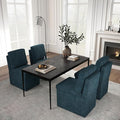 VKNOW Upholstered Dining Chairs Set of 4, Modern Kitchen Chairs with Storage, Linen Armchair Dinner Chair for Kitchen Dining Room Office Bedroom, Navy Blue