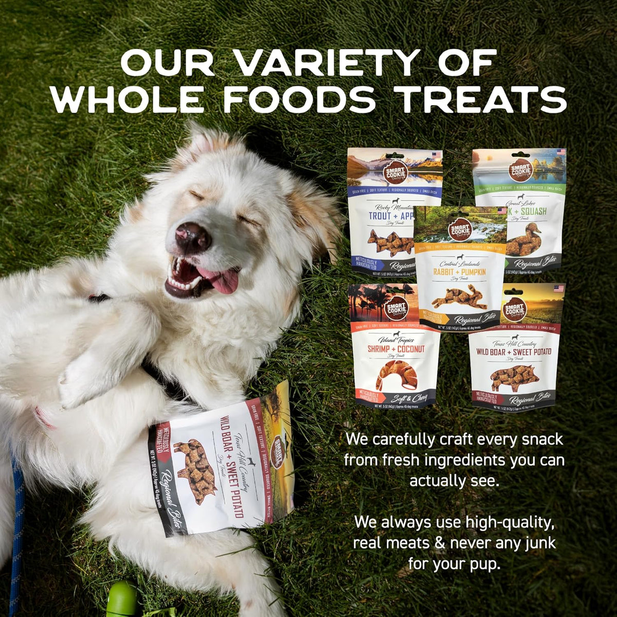 Smart Cookie All Natural Soft Dog Treats - 5 Flavor Variety Pack (5oz Each) - Healthy Dog Treats for Dogs & Puppies with Allergies, Sensitive Stomachs - Chewy, Grain Free, Made in USA
