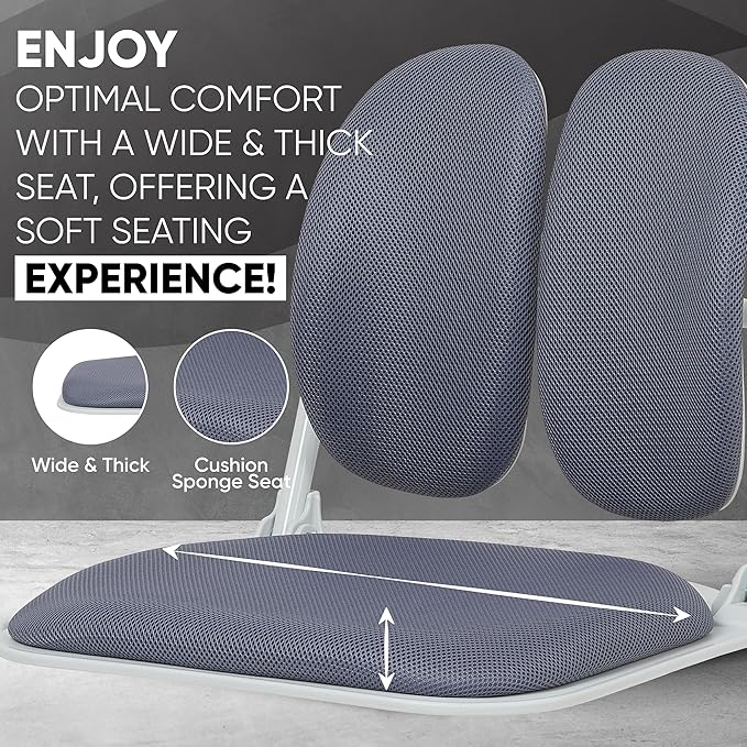 【Made in Korea】 Dual-Backrests Ergonomic Floor Chair with Back Support - Meditation Chair, Floor Gaming Chair, Reading Chair, Floor Chairs for Adults, Foldable Chair (Grey)