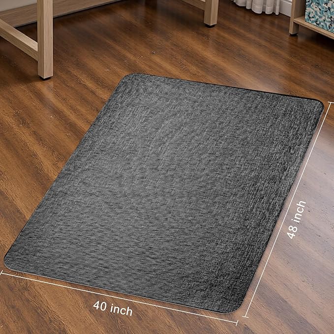 Sycoodeal Office Chair Mat for Hardwood & Tile Floor,Computer Gaming Chair Mat for Rolling Chairs Non-Curve, Anti-Slip, Heavy Duty Floor Protector for Home Office,Dark Black (40" x 48")