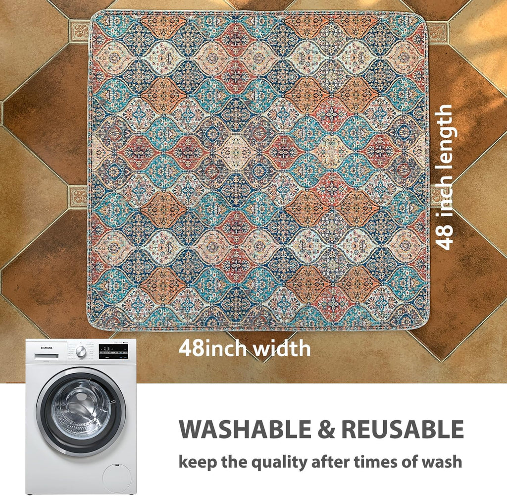 nunubaby Washable Pee Pads for Dogs, Stylish, Non-Slip and Leak-Proof Pee Pads. Reusable Potty Pads for Dogs for Crates and Floors.(Cream/Multi, 48" x48" )