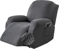 Genina Recliner Chair Cover, Stretch Reclining Chair Covers, Recliner Sofa Slipcovers Stripe Jacquard Lazy Couch Covers Furniture Protector Covers for Pet Kid (1 Seater, Dark Gray)
