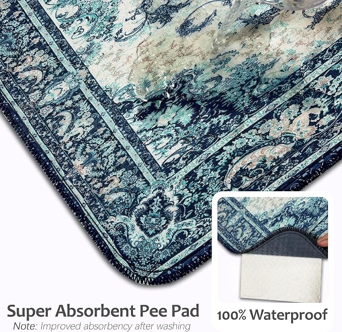 Washable Pee Pads for Dogs, Reusable Puppy Potty Training Pads, Ultra-Absorbent Thick Waterproof Leak-Proof Non-Slip Pads & Mat for Crate, Playpen, Floor, Whelping & Housebreaking , 2 Pack 48"x72"