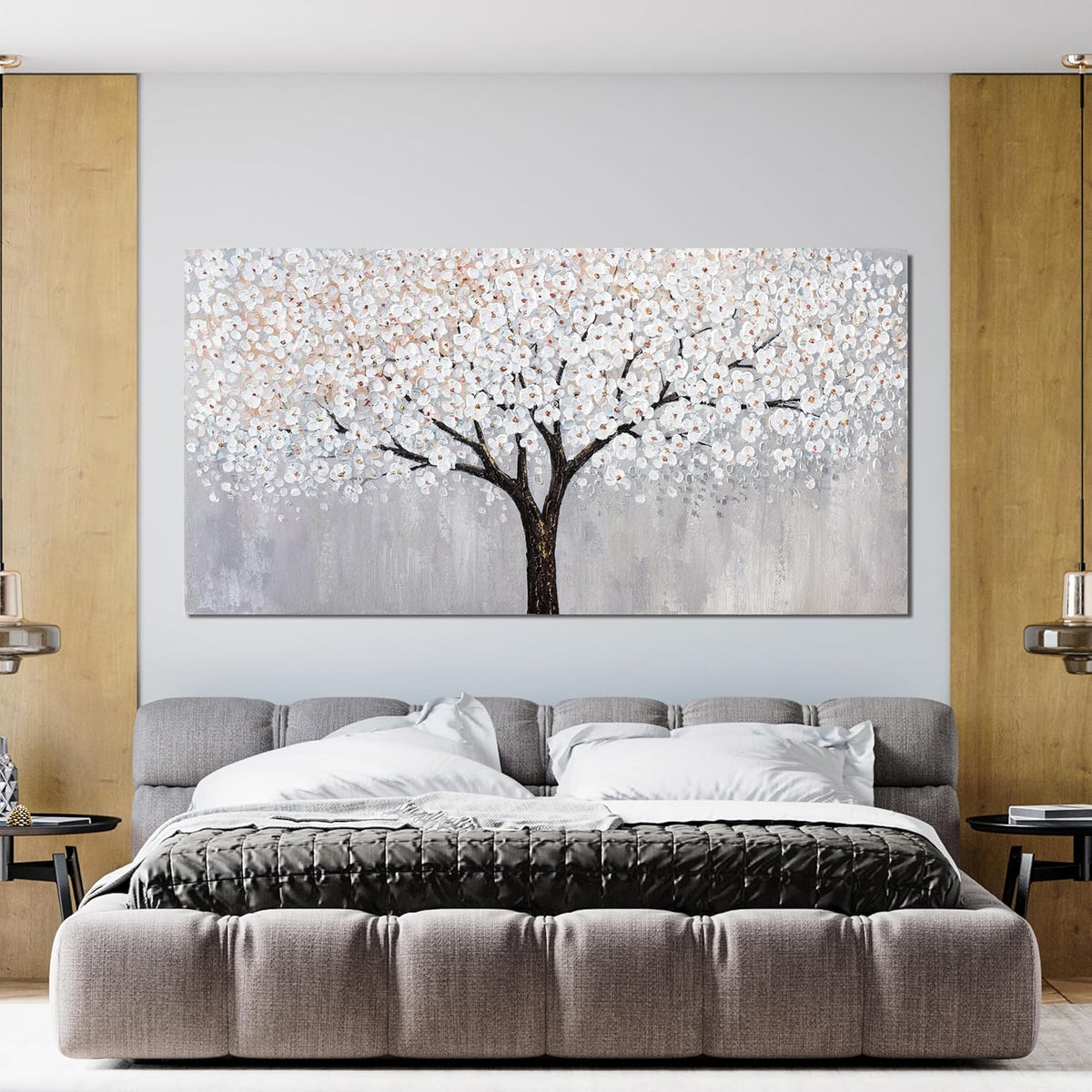 Canvas Wall Art Decor Artwork for Walls Black and White Wall Art Decor Tree of Life Wall Art for Living Room Vintage Tree Flower Wall Art Decorations Prints for Room Home Office Wall Decor 24"X48"