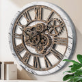 HOIBAI Large Wall Clock, 20 Inch Wall Clocks for Living Room Decor Farmhouse Vintage Rustic Kitchen Wall Decor Vintage Roman Big Oversized Wall Clock for Home Bedroom House Office, Moving Gears Clock