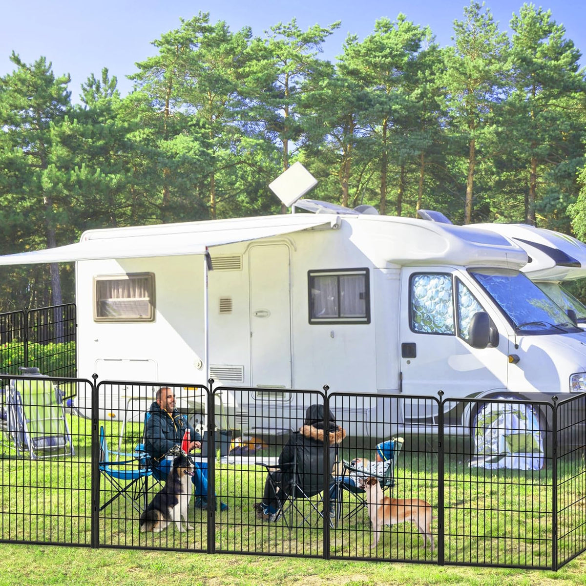Dog Playpen 40 inch 32 Panels Indoor Outdoor Dog Pen for Large/Medium/Small Dogs Heavy Duty Metal Dog Fence Outdoor for Yard, Puppy Playpen with Door Portable Pet Fence for RV Camping Yard