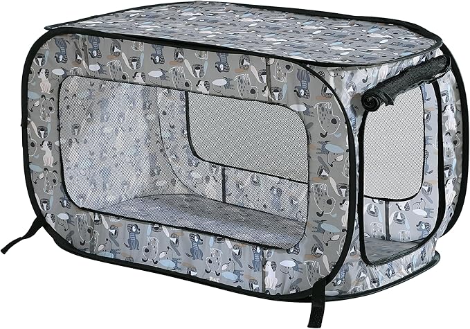 Beatrice Home Fashions Portable, Collapsible, Pop Up Kennel Travel Cat and Dog Crate, 36" L x 22" W x 22" H, Tail Waggers