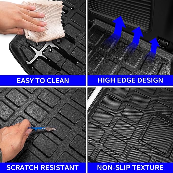 Rongtaod Floor Mats Compatible with 2020-2025 2026 Ford Explorer 7 Seats Cargo Mat Cargo Liner Trunk Liner Back Seat Cover Protector 2024 Explorer Accessories (Trunk Mat with Backrest Mat+Floor Mats)