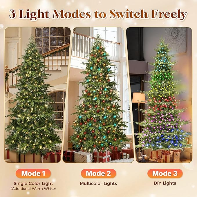 HOLLO STAR 7.5 ft Prelit Pencil Christmas Tree with 400 LED Lights, App Control, Aspen Artificial Christmas Tree, Multi-Color RGBW Lights, 1639 PE & PVC Branch Tips, Skinny Xmas Tree, for Home, Party