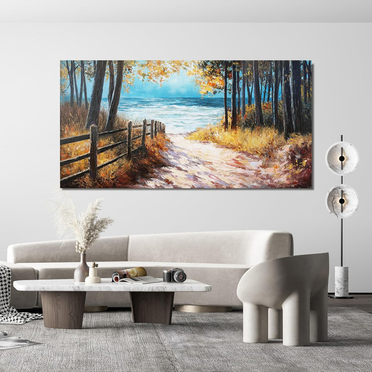 Canvas Wall Art Decor Artwork for Walls Large Coastal Beach Wall Art for Living Room Nature Landscape Forest Wall Art Decor Canvas Modern Art Wall Decor Prints for Home Office Room Wall Decor 29"X58"