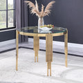 HomVent Modern Round Glass Dining Table, 38.6"L x 38.6"W x 30.00"H, Clear Glass Top with Stainless Steel Gold Legs, 6 Seater