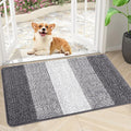 Smiry Dog Door Mat for Muddy Paws, Absorbs Moisture and Dirt, Low-Profile Entryway Mat with Non-Slip Backing, Entry Indoor Outdoor Doormat for Inside Floor (30x17 Inches, Light Grey, Striped)