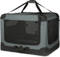 Amazon Basics 4-Doors Portable Soft-Sided Folding Travel Crate Kennel for cat, Dog, and Other Small Animals, Grey, L 36" x 24" x 24"