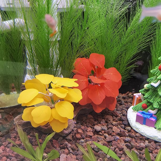 M2cbridge Artificial Fish Tank Plants Silk Aquarium Plastic Plant Aquatic Water Grass Foreground Decor(3PCS Small Colorful)