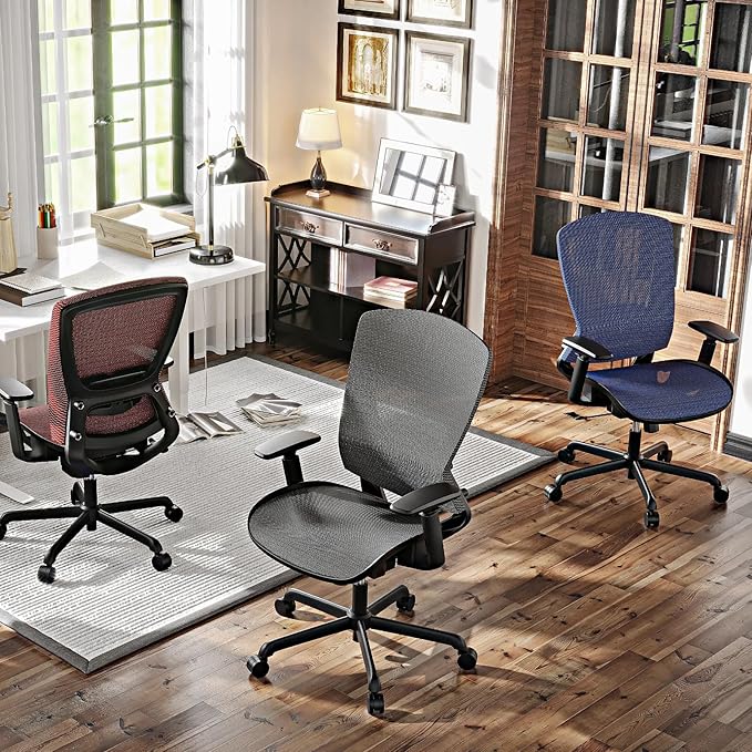 ELABEST T96 Mesh Office Chair,Ergonomic Computer Desk Chair,Sturdy Task Chair- Adjustable Lumbar Support & Armrests,Tilt Function,Comfort Wide Seat,Swivel Home Office Chair