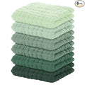 Yoofoss Muslin Baby Washcloths 100% Organic Cotton Face Towels 6 Pack Wash Cloths for Baby 12x12in Soft and Absorbent Baby Wipes (Gradient Green)