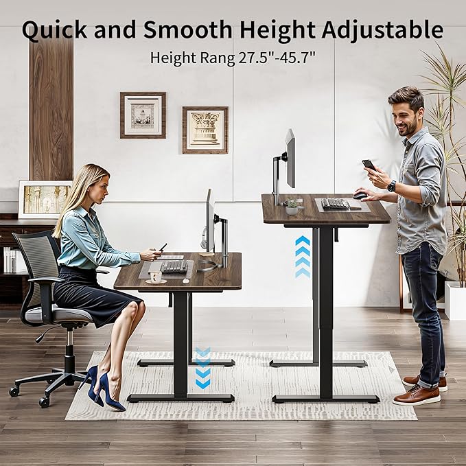 BIZUM 40x24 Inch Electric Standing Desk with Memory Presets, Quiet Motor Height Adjustable Stand Up Desk for Home Office & Gaming, Ergonomic Sit Stand Workstation，Walnut