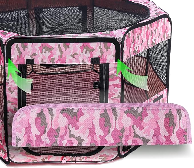 Pawer 45”×24” Pet Playpen Personalize Embroidery Piece, Pink Camouflage