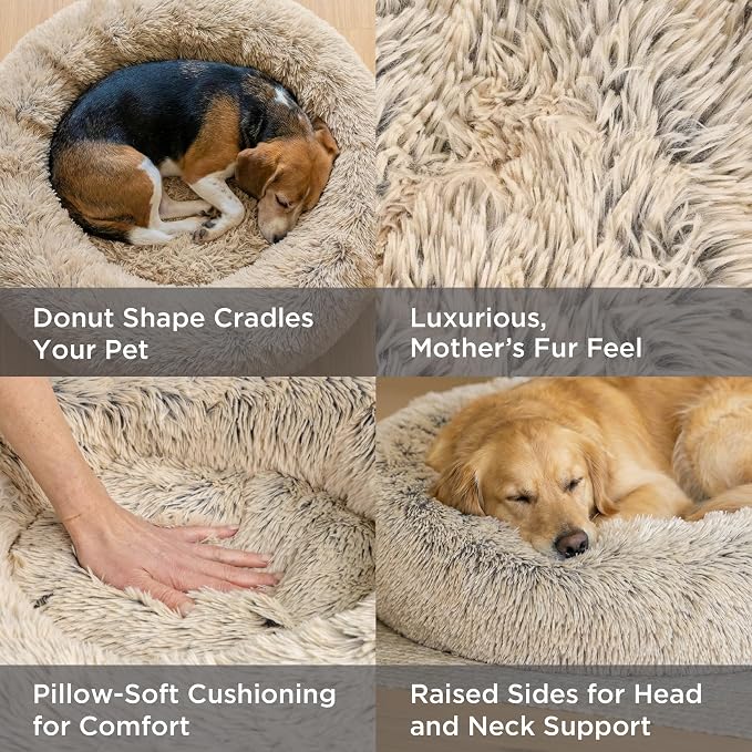 Best Friends by Sheri The Original Calming Donut Dog Bed for Medium Dogs up to 45 lbs, Shag Faux Fur, Baby Blue, 30" x 30"