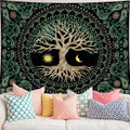 FORATER Tree of Life Wall Hanging - Aesthetic Sun and Moon Tapestry with Vintage Paisley Flowers (53 x 61 inches, Multicolor) for Bedroom, Living Room, Dorm