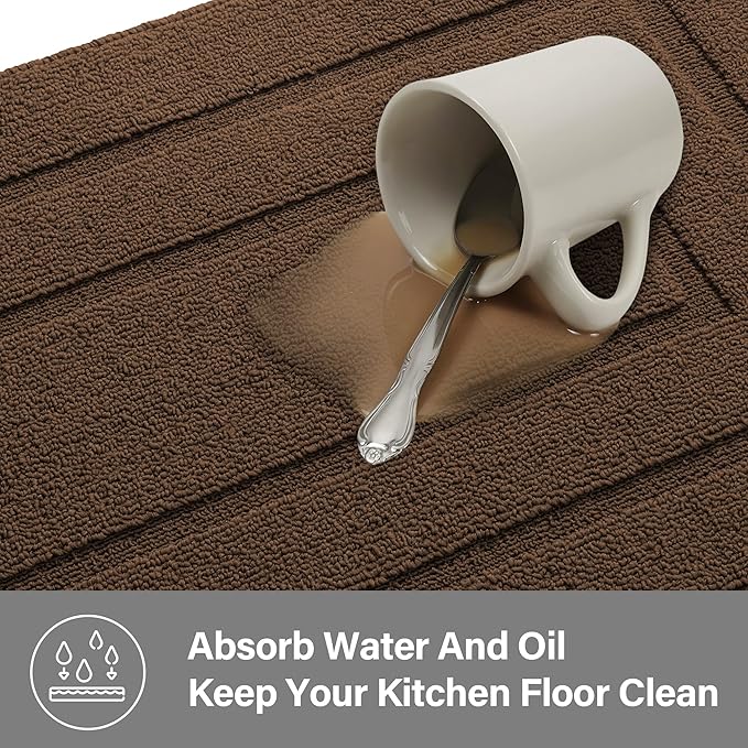 GRANNY SAYS Kitchen Mats for Floor Resist Dirt Kitchen Rugs Non Slip Washable, Small Rug for Sink Laundry Thick Durable Polypropylene Comfort Standing, 32" x 20", Dark Brown