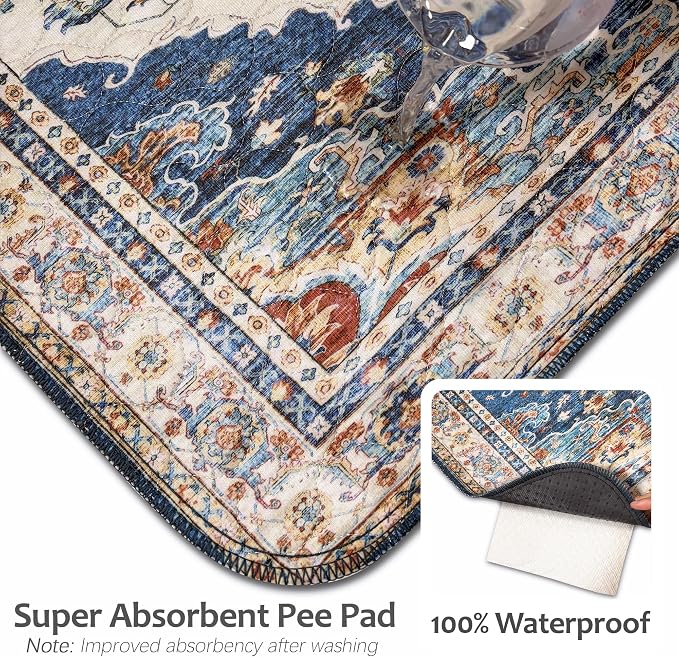 Washable Pee Pads for Dogs, Reusable Puppy Potty Training Pads, Ultra-Absorbent Thick Waterproof Leak-Proof Non-Slip Pads & Mat for Crate, Playpen, Floor, Whelping & Housebreaking , 2 Pack 48"x48"