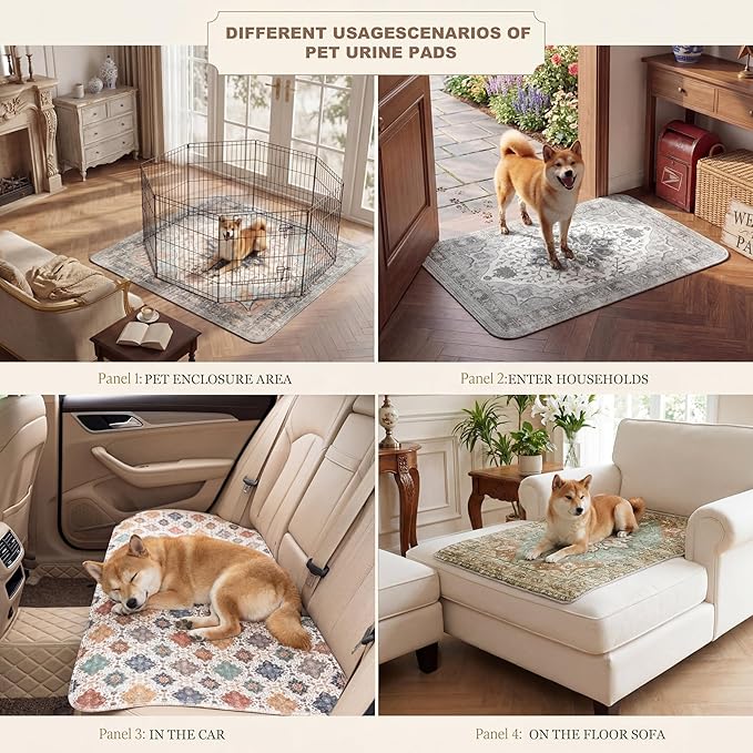 Washable Pee Pads for Dogs,Great Urine Absorbent Reusable Puppy Training Pads,Waterproof,Leak-Proof & Non-Slip Potty Pads for Whelping,Crate,Playpen,Bed.(Dark Teal Floral,72"x72")