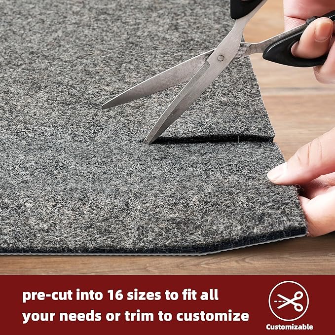 BAGAIL Felt and Natural Rubber Backing Rug Pads 1/8” Thick, Round 8 Feet Non Slip Rug Gripper Keep Rugs in Place, Under Area Rug Protective Cushioned Pads, Carpet Runners, Hardwood Floors Protection