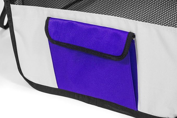 Pawer 36”×18.5” 8-Panel Foldable Pet Playpen, Violet+Grey, Personalize Embroidery Extra Fabric Piece Available, for Cat/Dog/Puppy, 600D Oxford Cloth Portable Indoor & Outdoor Kennel with Carry Bag