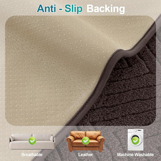 Turquoize Waterproof Couch Cover for Dogs Fuzzy Pet Couch Covers for Sofa Thick Dog Bed Cover Non-Slip Sofa Covers for 2 Cushion Couch Protector Slipcover Pet Friendly (Brown, 36" x 36")