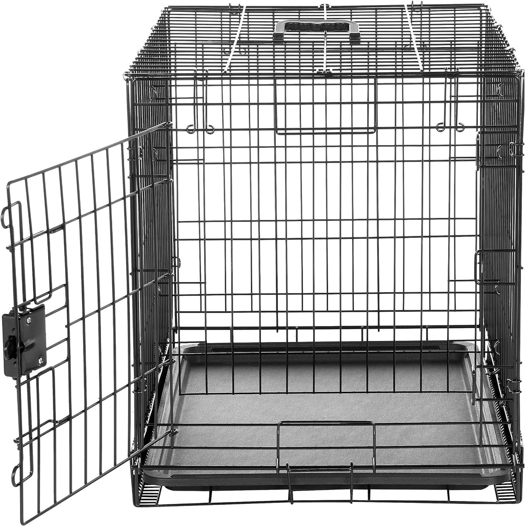 Amazon Basics Durable, Foldable Metal Wire Dog Crate with Tray, Single Door, 30 x 19 x 21 in, Black