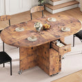 Folding Dining Table for 4 Kitchen Dining Room DinnerTable with Storage Drawer Space Saving Oval Foldable Drop Leaf Gateleg Furniture for Small Space (Vintage, 51 * 31.5 * 30)