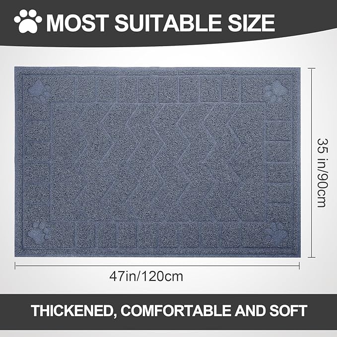 Cat Litter Mat, Litter Trapping Mat Soft on Kitty Paws, 47" x 35" Kitten Litter Box Mat for Cleaner Floors, Waterproof, Easy Clean, Durable XL Large Size Cat Litter Pad for Kitten.…