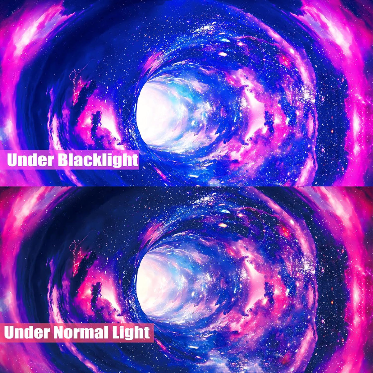 Atrippy Blacklight Galaxy 3D Tapestry for Bedroom, Glow in the Dark Space Room Decor Wall Hanging, UV Reactive Vortex Tapestries Backdrop Posters for Living Gamer Room Dorm Office 51x60 Inches