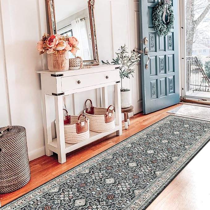 HY HAO YUN LAI Non Slip Runners for Hallways,Washable Long Ultra Soft Kitchen Runner Rug,Non Shedding Accent Farmhouse Runner Rugs (Black, 2 X 10)