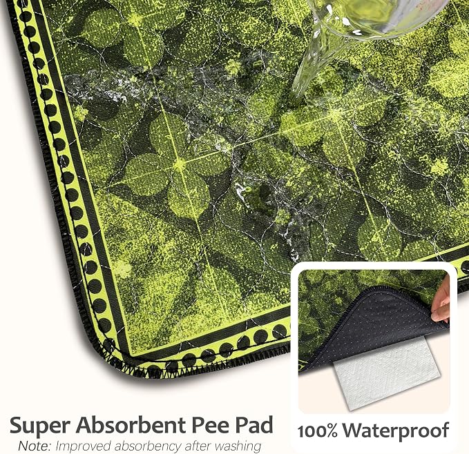 Washable Pee Pads for Dogs, Reusable Puppy Potty Training Pads, Ultra-Absorbent Thick Waterproof Leak-Proof Non-Slip Pads & Mat for Crate, Playpen, Floor, Whelping & Housebreaking , 2 Pack 24"x48"