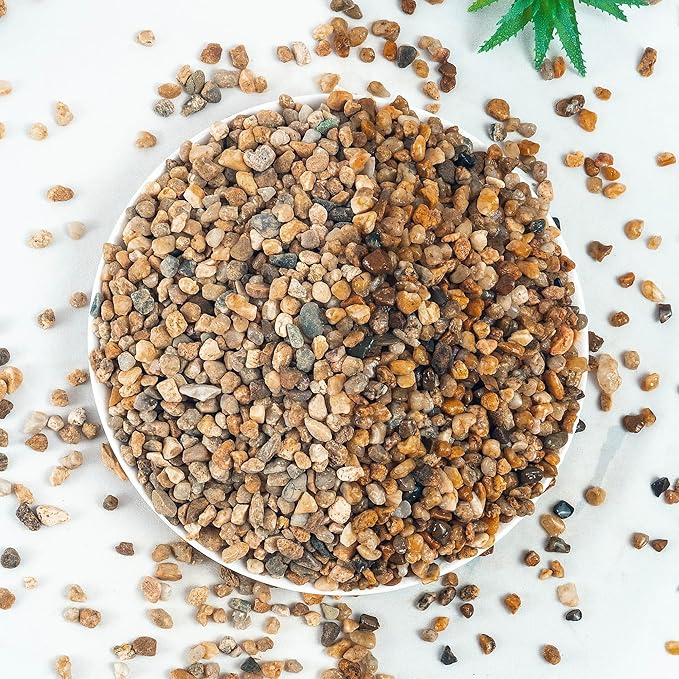 5 lbs Aquarium Gravel, 3-6mm Fish Tank Gravel, Succulent Cactus Pea Gravel for Indoor Plants, River Rocks for Gardening, Flower Pots, Vase Fillers, Garden Landscaping